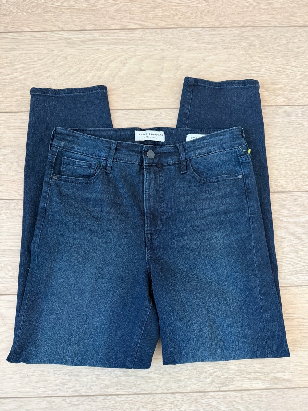 Society Standard Women's Straight Leg Jeans in Dark Blue